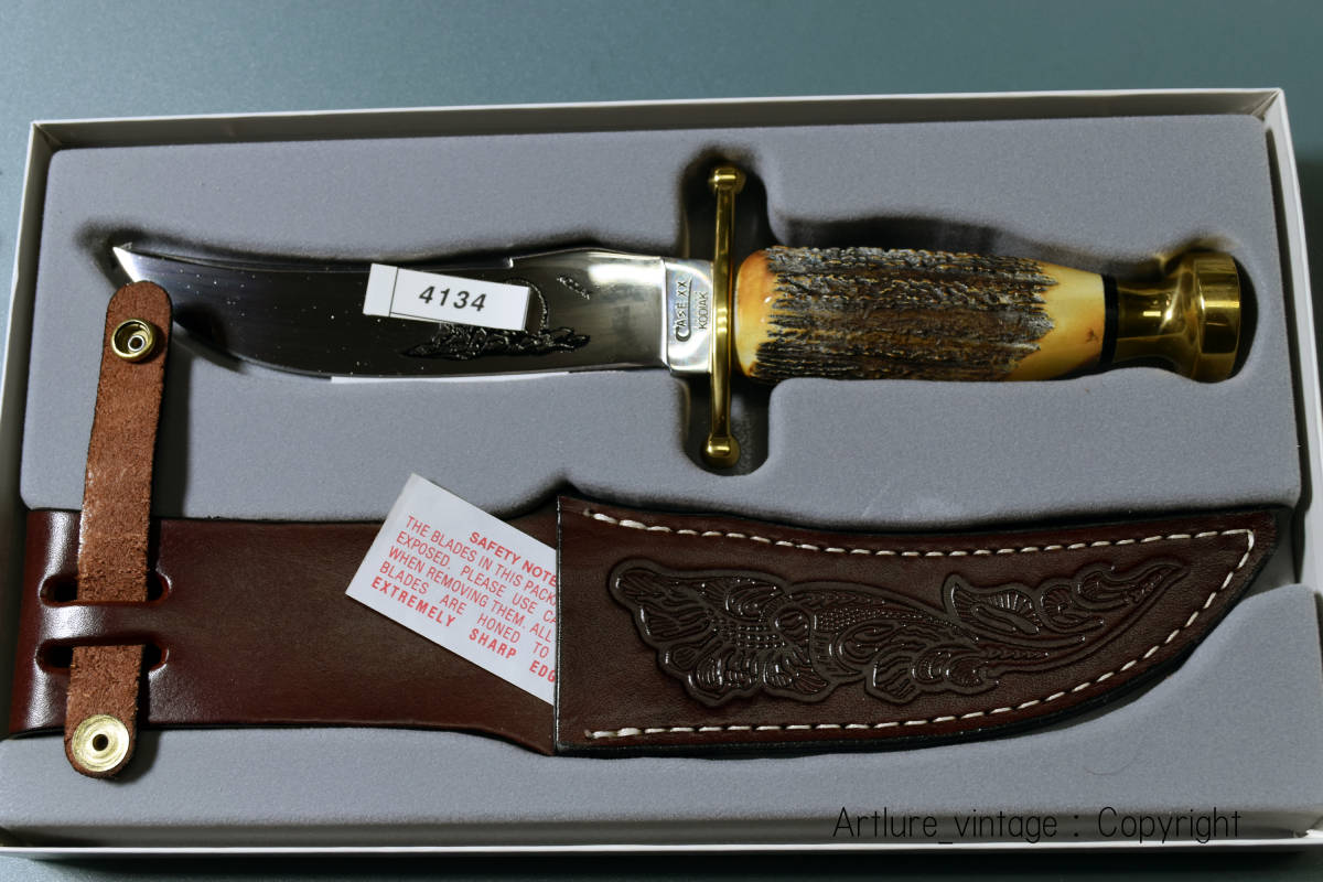 ★VINTAGE KNIFE ★ビンテージナイフ *CASE HUNTER KODIAK 356 (4134)1995年製　美麗鹿角柄　STAG 彫刻　蒐集　キャンプ　ケースナイフ