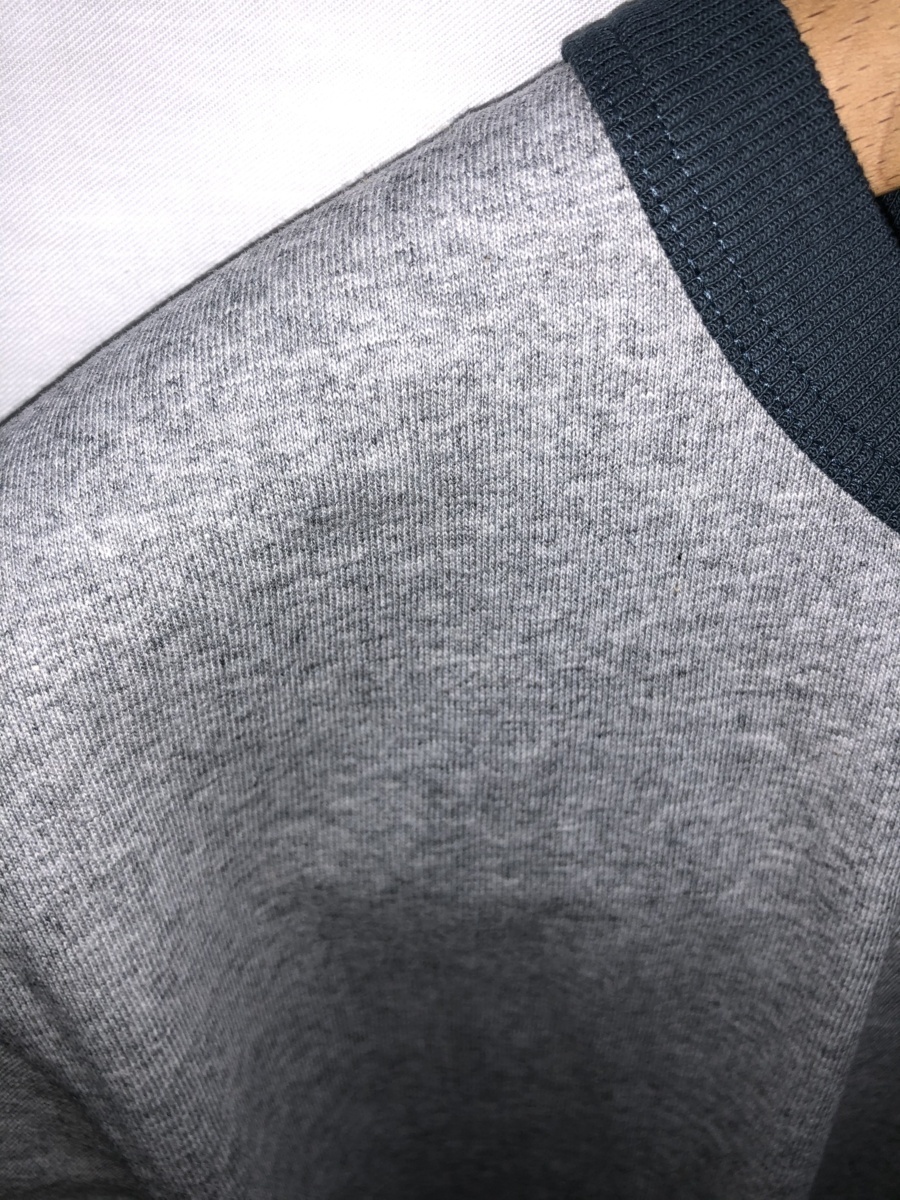 大きいサイズ　半袖Tシャツ　リンガーＴシャツ　天竺　ＸＸＬ　杢グレイＸブルーグレィ　ＣＲＯＳＳ＆ＳＴＩＴＣＨ★未使用格安！_画像5