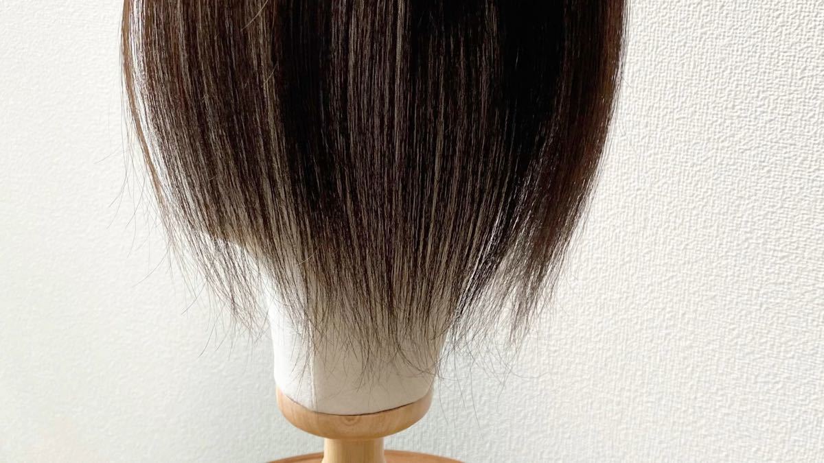 26cmタイプ】前髪付き総手植え人毛100%ナチュラルブラックヘアピース 