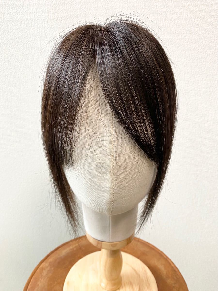 26cmタイプ】前髪付き総手植え人毛100%ナチュラルブラックヘアピース