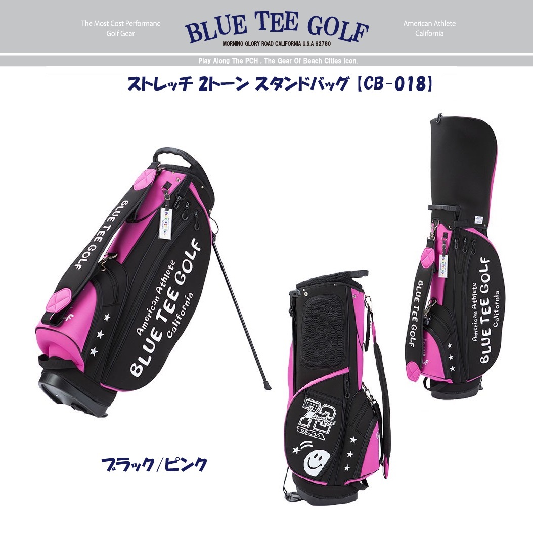 ■2送料無料オークション♪【 ブラック/ピンク】ブルーティーゴルフ ストレッチ 2トーン スタンドバッグ 【CB-018】 BLUE TEE GOLF_画像1