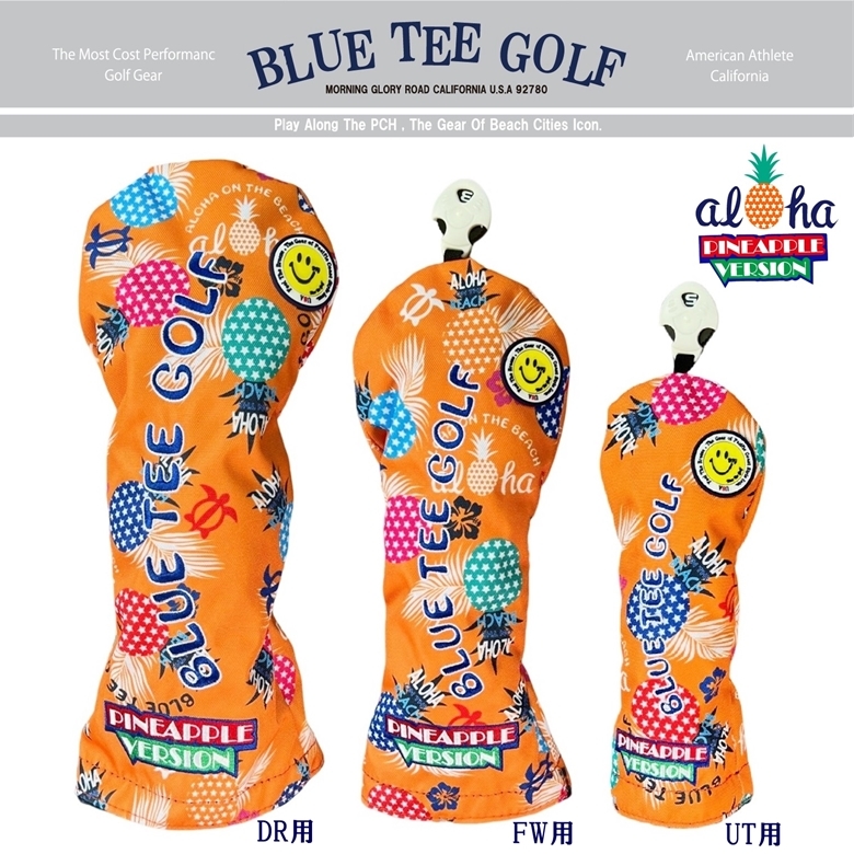 □送料無料 3PA-OR ブルーティーゴルフ 【ポップン パイン：オレンジ】3本セット販売(A)ヘッドカバー BLUE TEE GOLF PHC-03