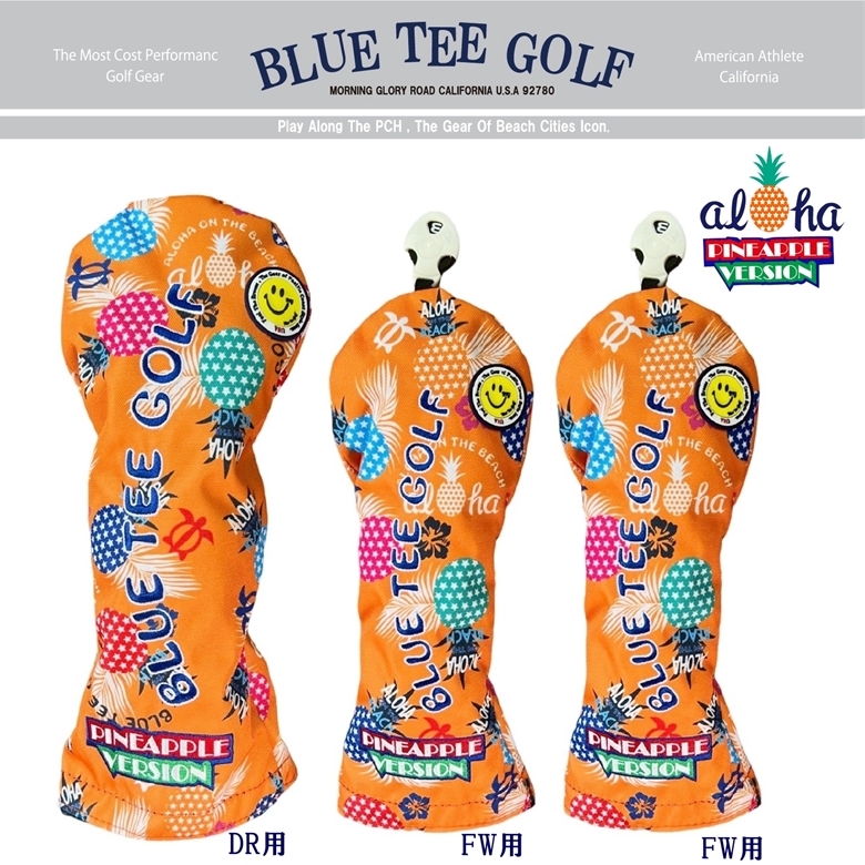 □送料無料 オークション♪3PB-OR ブルーティーゴルフ 【ポップン パイン：オレンジ】3本セット販売(B)ヘッドカバー BLUE TEE GOLF PHC-001
