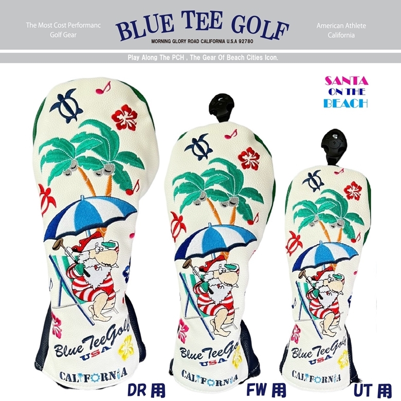 □ 送料無料 3PA-ブルーティーゴルフ【サンタ オン ザビーチ SANTA ON THE BEACH】3本セット販売(A)ヘッドカバー BLUE TEE GOLF SHC-001