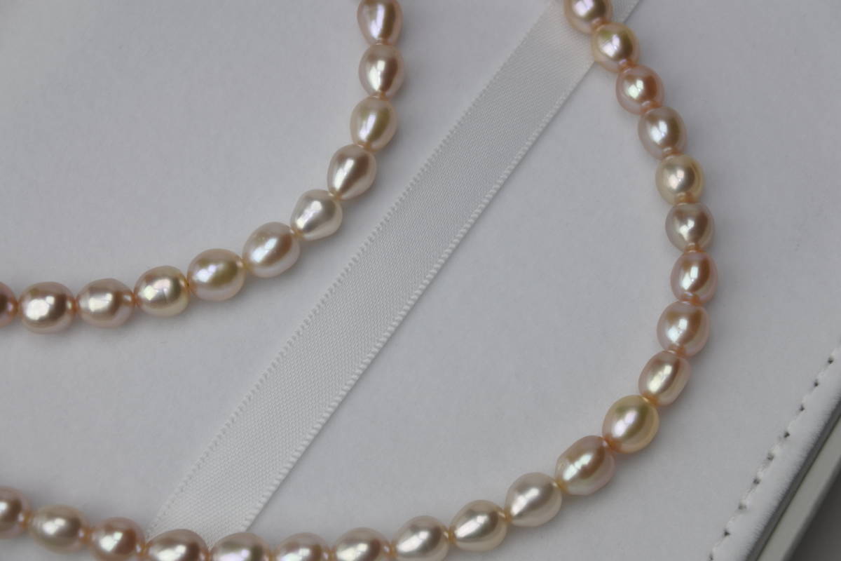 日本製☆ 銀 豪華淡水真珠ネックレス　 径5.7～6.5mm 　長さ80㎝　 41g 未使用保管品 同梱発送できます お買い得品_画像3