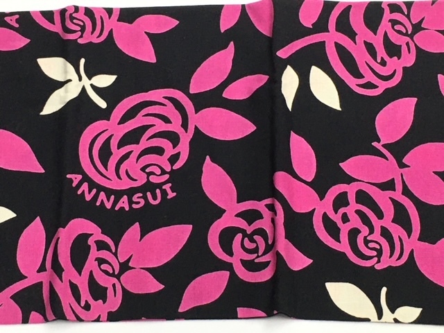 【ANNA SUI】(NO.6291) アナスイ 手ぬぐい　手拭い　ブラック×ピンク　日本製　未使用_画像3