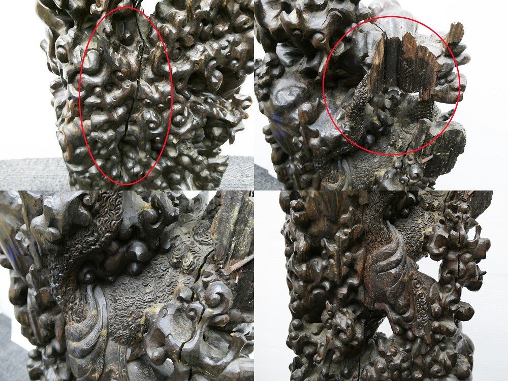 ◇【引取限定】 大型! バリ島 ガルーダ 黒檀製 古い木彫り人形 高さ
