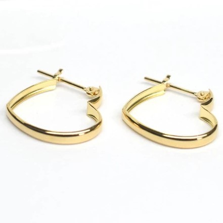 新品】18金/k18/イエローゴールド/ハートフープピアス/2mm×12mm