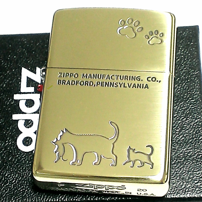 ZIPPO ライター 猫 ジッポ 真鍮 いぶし仕上げ おしゃれ メンズ ゴールド 可愛い キャットシリーズ ギフト プレゼント