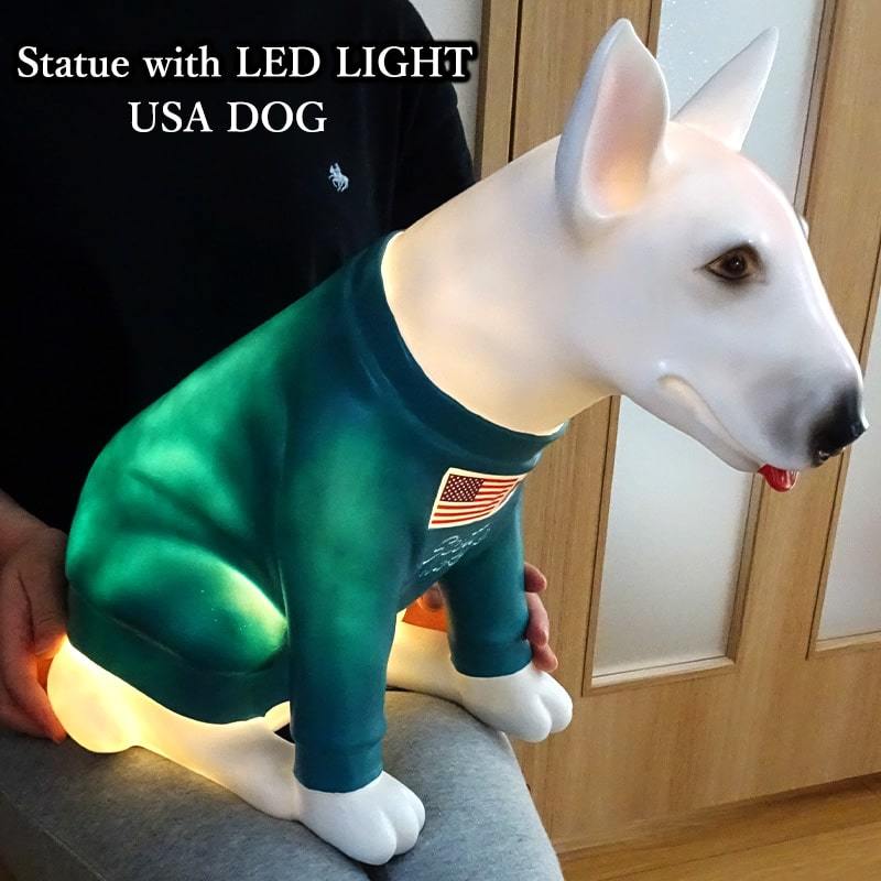 LEDライト 犬 置物 ネオン インテリア ヴィンテージ 可愛い Statue with LED LIGHT レトロ アメリカン USA DOG イヌ 雑貨 かわいい_画像1