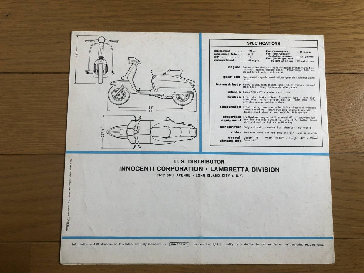  Lambretta LAMBRETTA ser3 3 type TV175 the first period sale catalog Lee fret at that time mono used 
