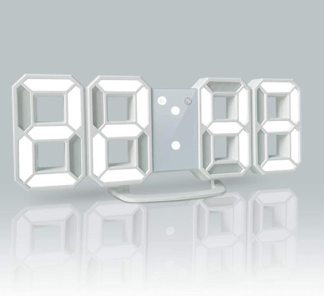 壁掛け時計　3D立体時計　ホワイト　大人気!!　LED置き時計　LED　インスタ_画像2
