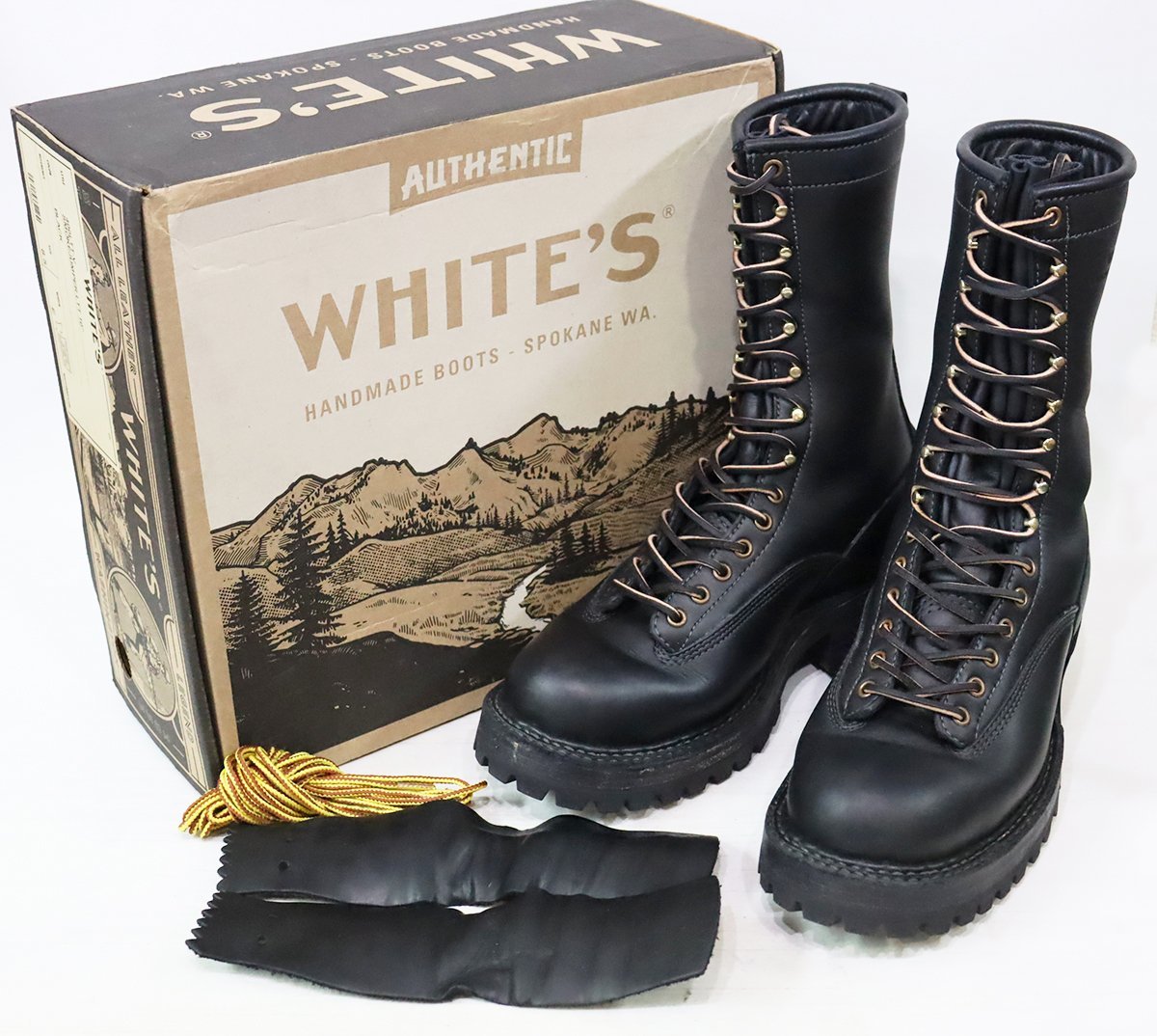 値引きする (ホワイツブーツ) Boots White's 400LTT-V 8.5E size ブラックドムレザー 美品 2021年USA製 スモークジャンパー / JUMPER SMOKE ホワイツブーツ