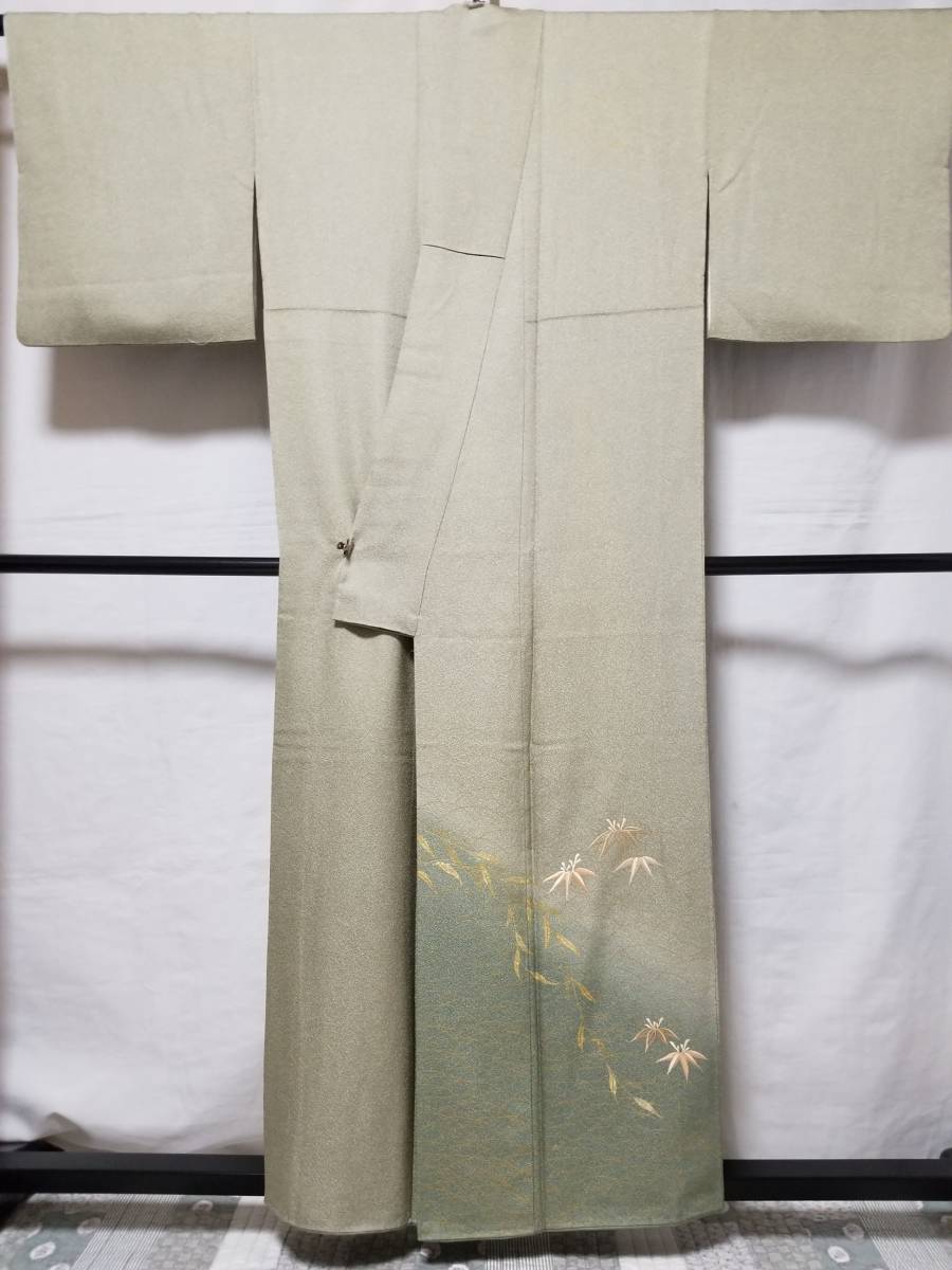 正規通販 【桐輪】期間限定*20%OFF{正絹*袷仕立*付下げ}*身丈159-裄65*手刺繍の根笹と.金加工の葉と露芝*着用感ナシ*美品*№3774 付下げ 正規通販 【桐輪】期間限定*20%OFF{正絹*袷仕立*付下げ}*身丈159-裄65*手刺繍の根笹と.金加工の葉と露芝*着用感ナシ*美品*№3774 付下げ