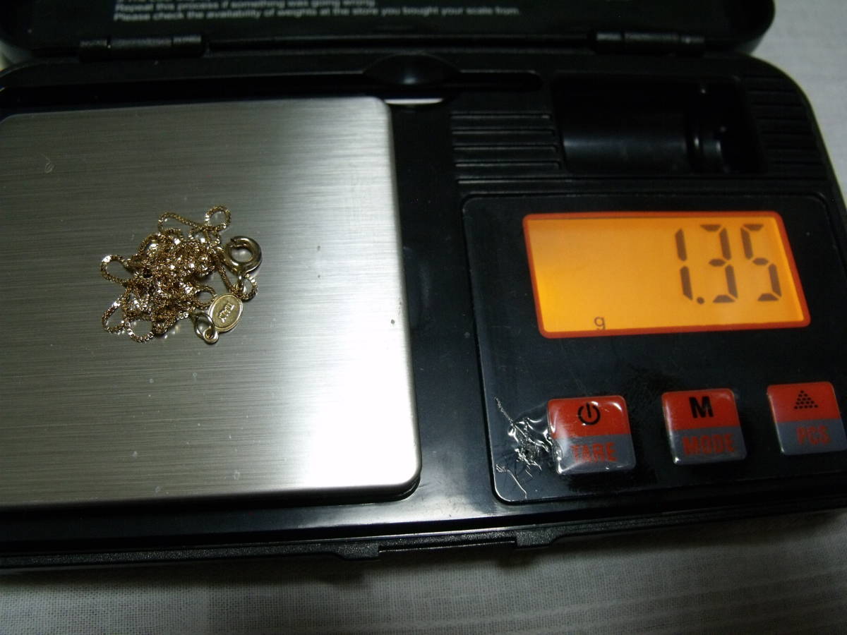 【超目玉】 未使用品、14K金刻印有、イタリー製ベネチアンチェーン 重さ1.35g,長さ51㎝,幅0.6㎜, TMの刻印有 イエローゴールド 【超目玉】 未使用品、14K金刻印有、イタリー製ベネチアンチェーン 重さ1.35g,長さ51㎝,幅0.6㎜, TMの刻印有 イエローゴールド
