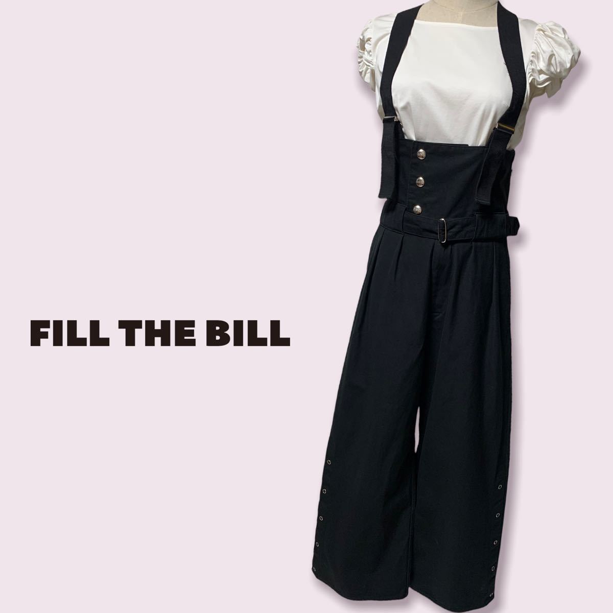 FILL THE BILL SKIING PANTS (204-182017) フィルザビル スキーパンツ size:1 サロペットパンツ ハイウエスト オーバーオール 黒 ブラック_画像1