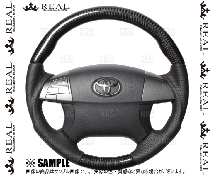 REAL レアル オリジナル (ブラックカーボン/レッドステッチ) マークX ジオ ANA10/ANA15/GGA10 2007/9～2013/11 (R50-BKC-RD