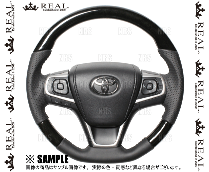 REAL レアル オリジナル (ブラックウッド/ブラックステッチ) エスティマ ACR50W/ACR55W/GSR50W/GSR55W 2016/6~ (R80-BKW-BK