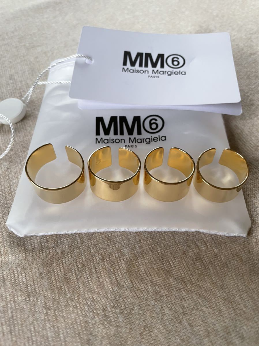 22SS新品6 メゾンマルジェラ MM6 4連リング 指輪 今期 size 6 XL Maison Margiela 6 マルタン レディース アクセサリー リング ゴールド