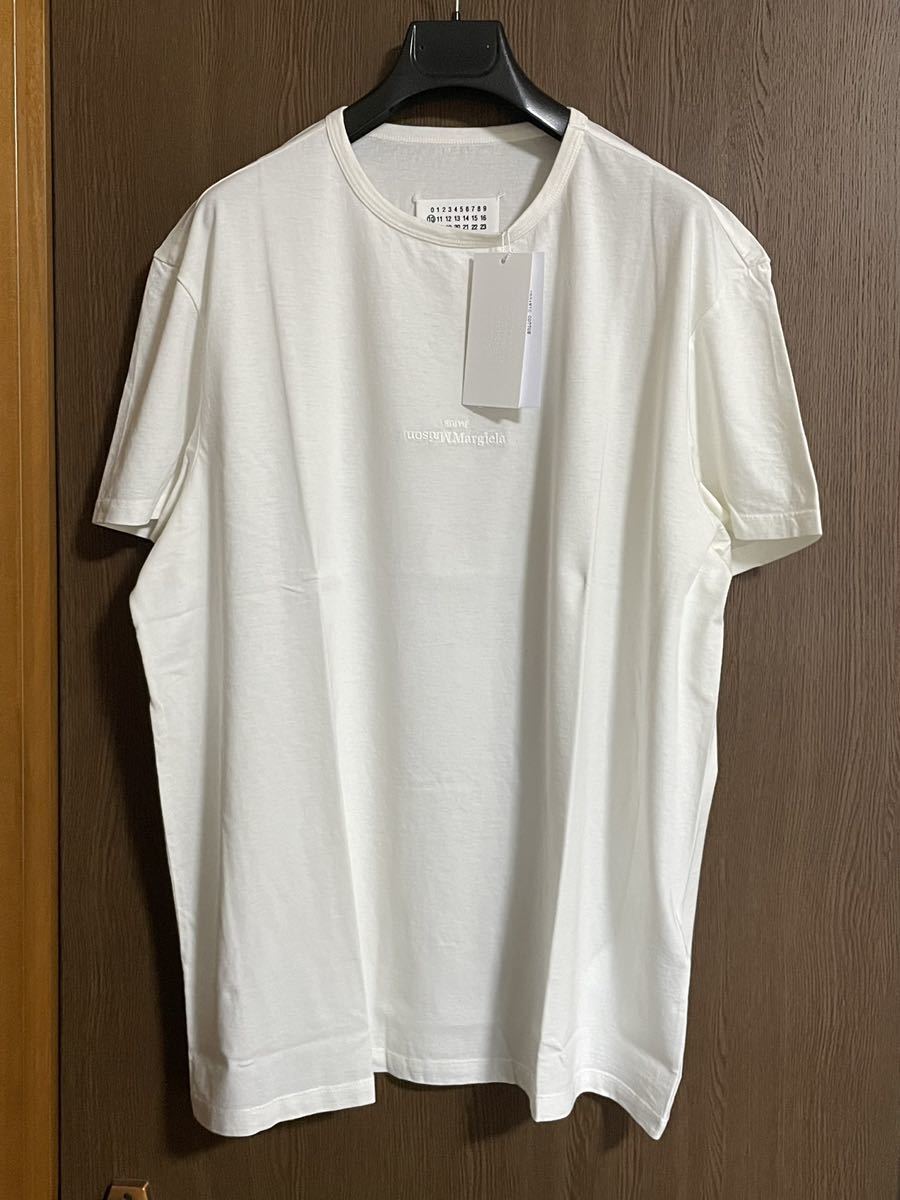 22SS新品XL メゾンマルジェラ リバースロゴ オーバーサイズ Tシャツ 半袖 カットソー size XL 白 52 Maison Margiela 10 メンズ アイボリー