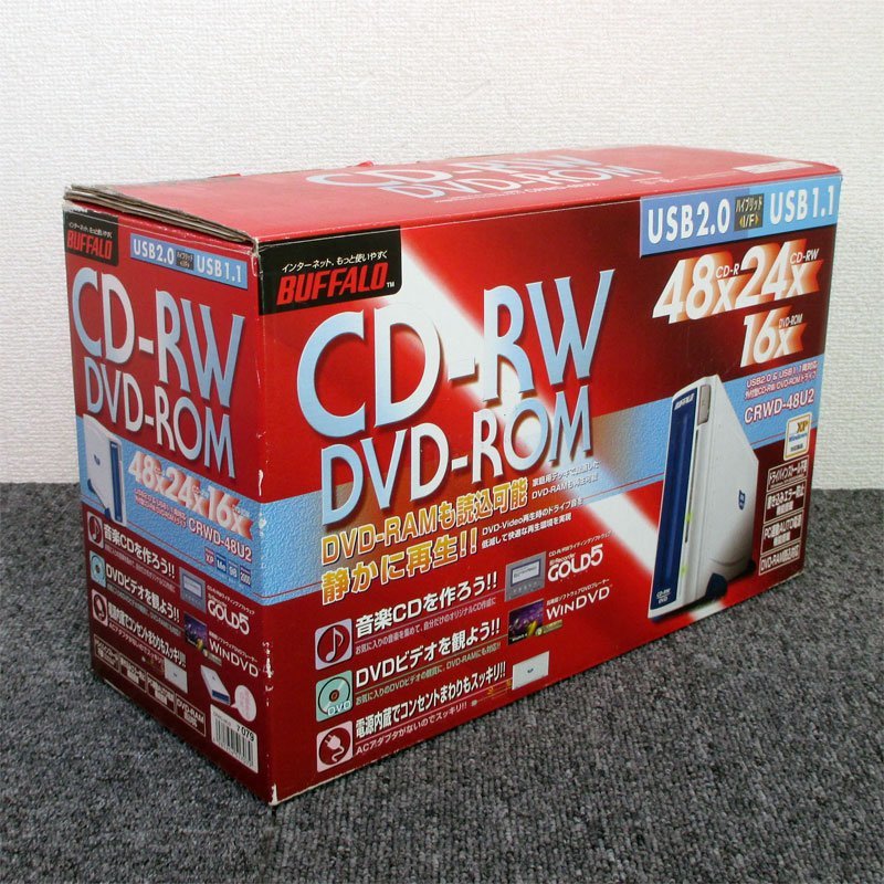 [ не использовался прекрасный товар ] установленный снаружи DVD combo * BUFFALO CRWD-48U2 USB/ soft вид приложен наружная коробка иметь B\'sRecorder/WinDVD#CRWD
