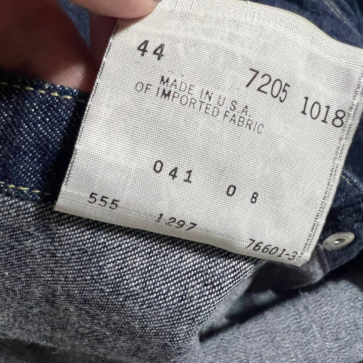 バレンシア工場製 90年代 USA製 LEVIS 07205-1018 1955年モデル リーバイス ショートホーン デニムシャツ L_画像7