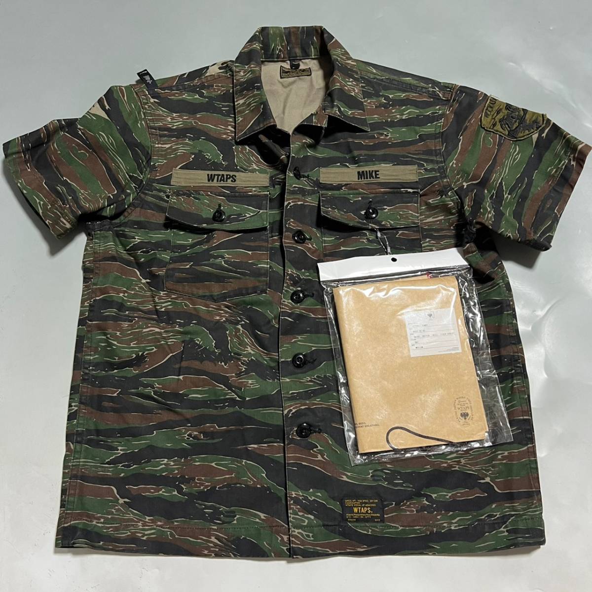 17ss WTAPS SHIRT COTTON TWILL TIGER STRIPE ダブルタップス 半袖シャツ タイガーカモ M_画像1