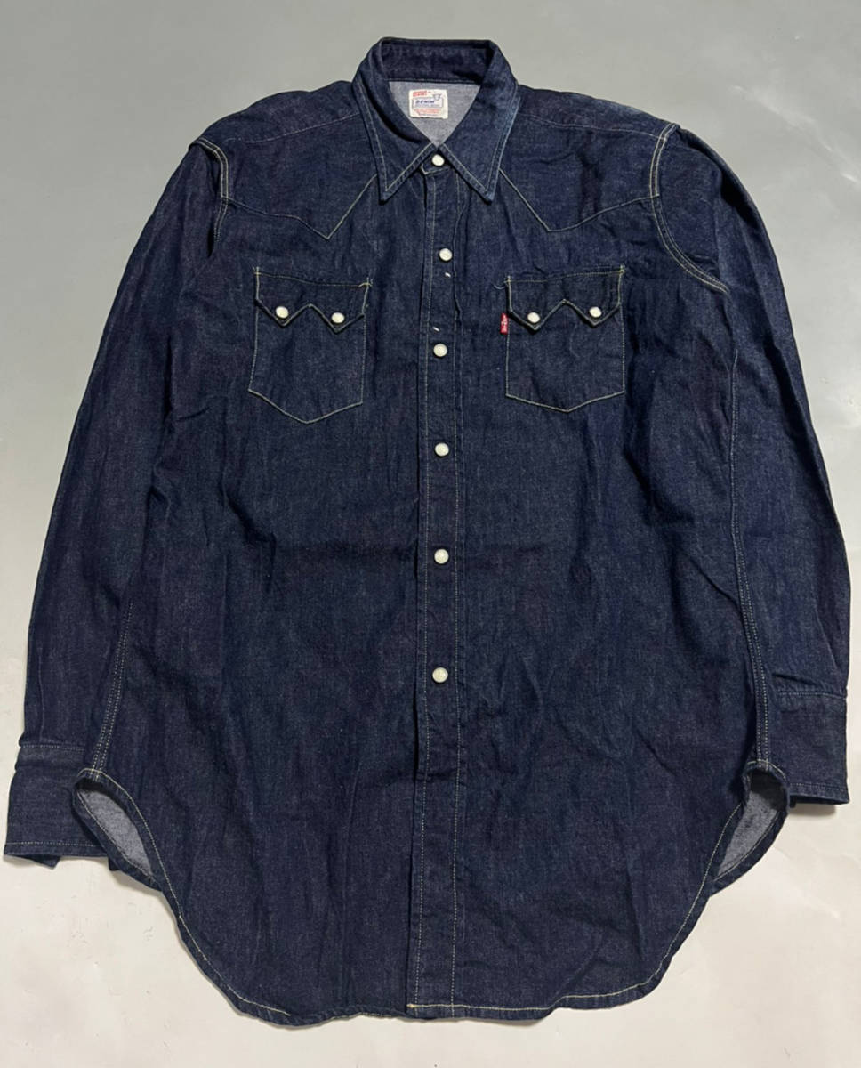 バレンシア工場製 90年代 USA製 LEVIS 07205-1018 1955年モデル リーバイス ショートホーン デニムシャツ L_画像1