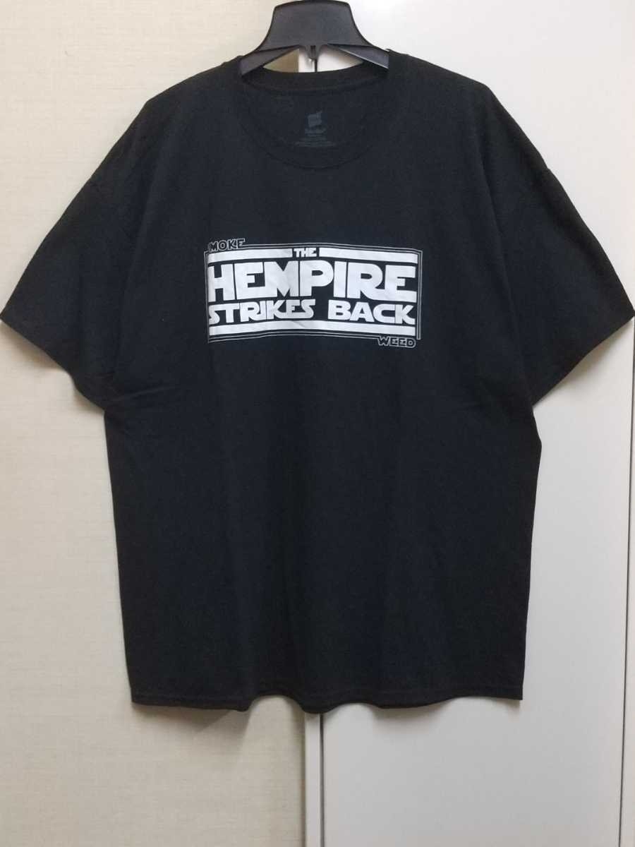 [送料無料](q12c5)2XLヘンプhempire strikes back smoke weedusaアメリカ古着半袖プリントTシャツオーバーサイズゆるだぼ/映画マリファナ