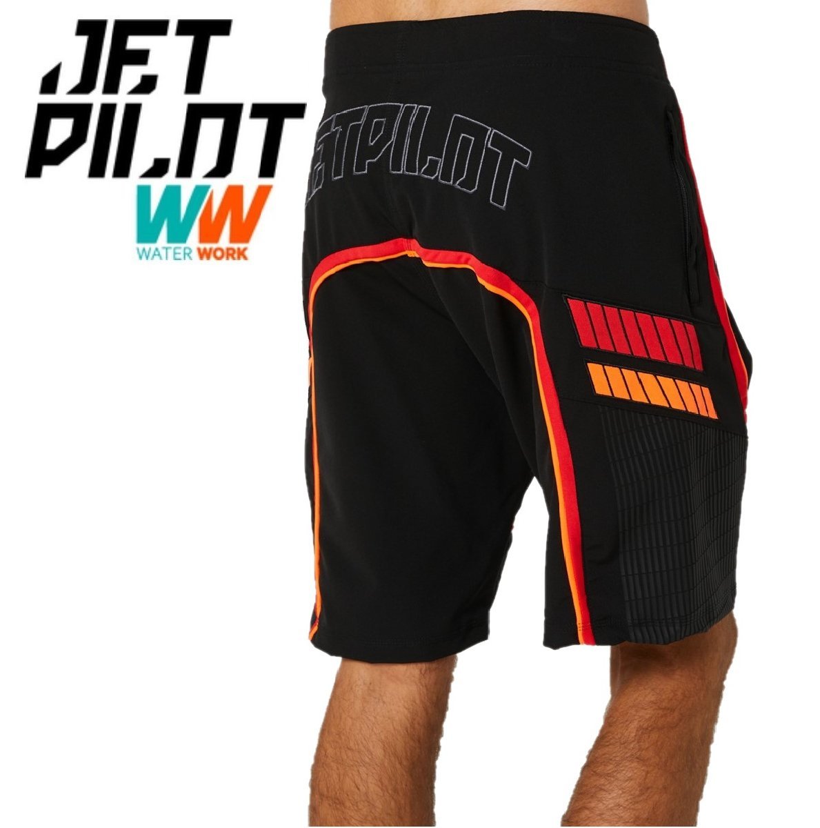 『3年保証』 送料無料 ボードパンツ 2023 JETPILOT ジェットパイロット フル 海パン 42 ブラック/レッド S22902 ボードショーツ メンズ 3.0 プロ ウエア