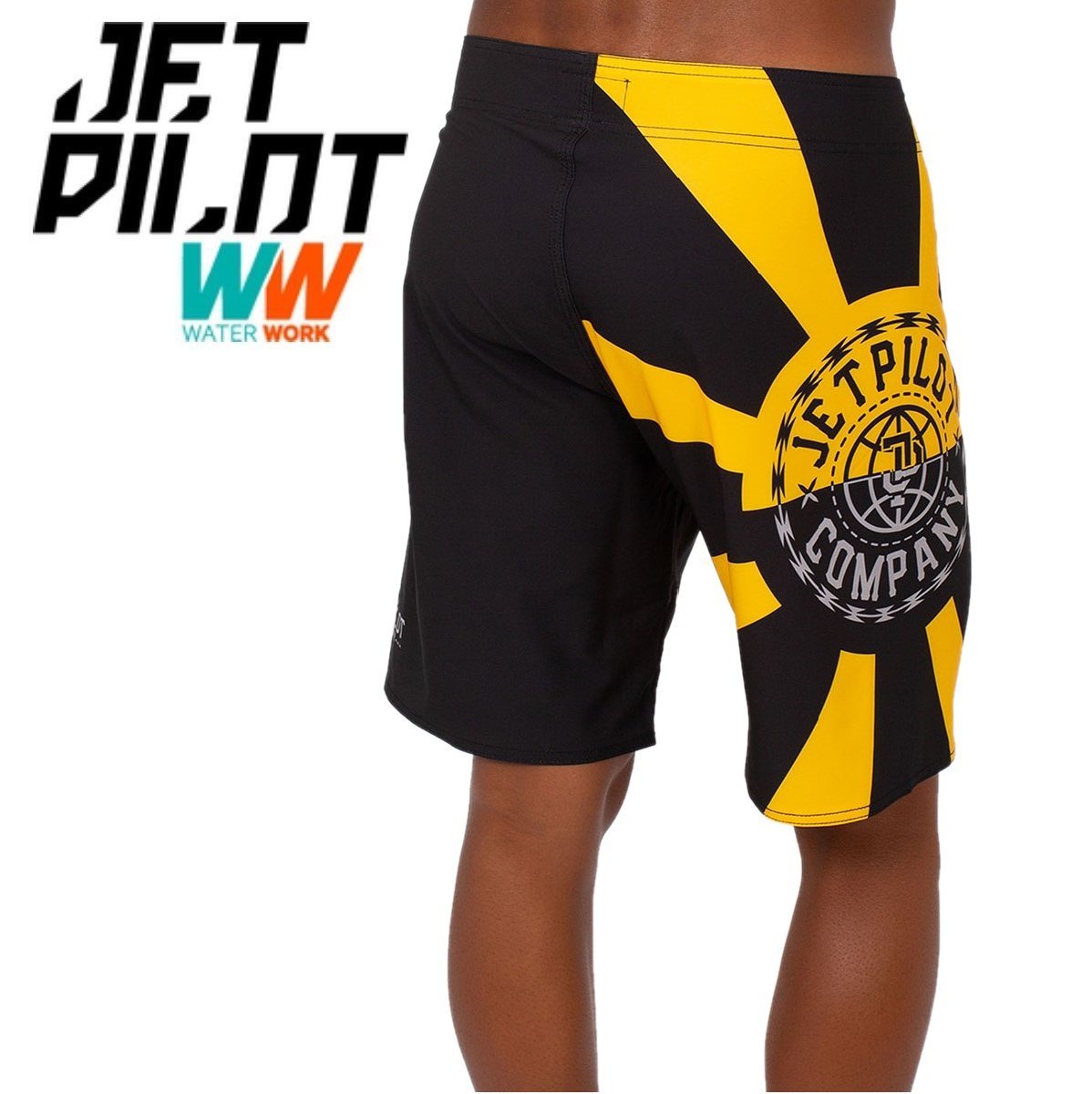 ジェットパイロット JETPILOT 2023 ボードパンツ 送料無料 ハードコア ボードショーツ S22909 ブラック/イエロー 32 海パン