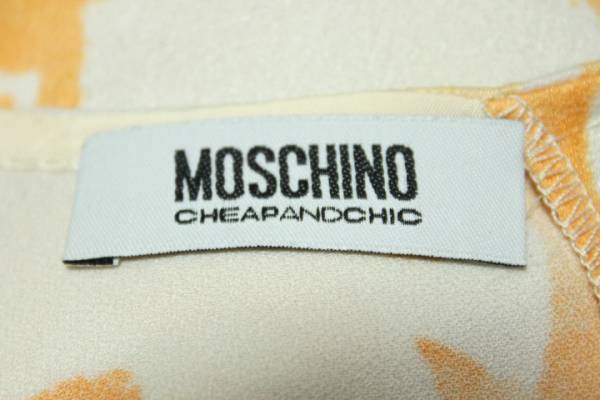 【1点限り】MOSCHINO CHEAP AND CHIC モスキーノ フラワー 総柄 半袖 Tシャツ カットソー レディース size 46 ホワイト オレンジ_画像4