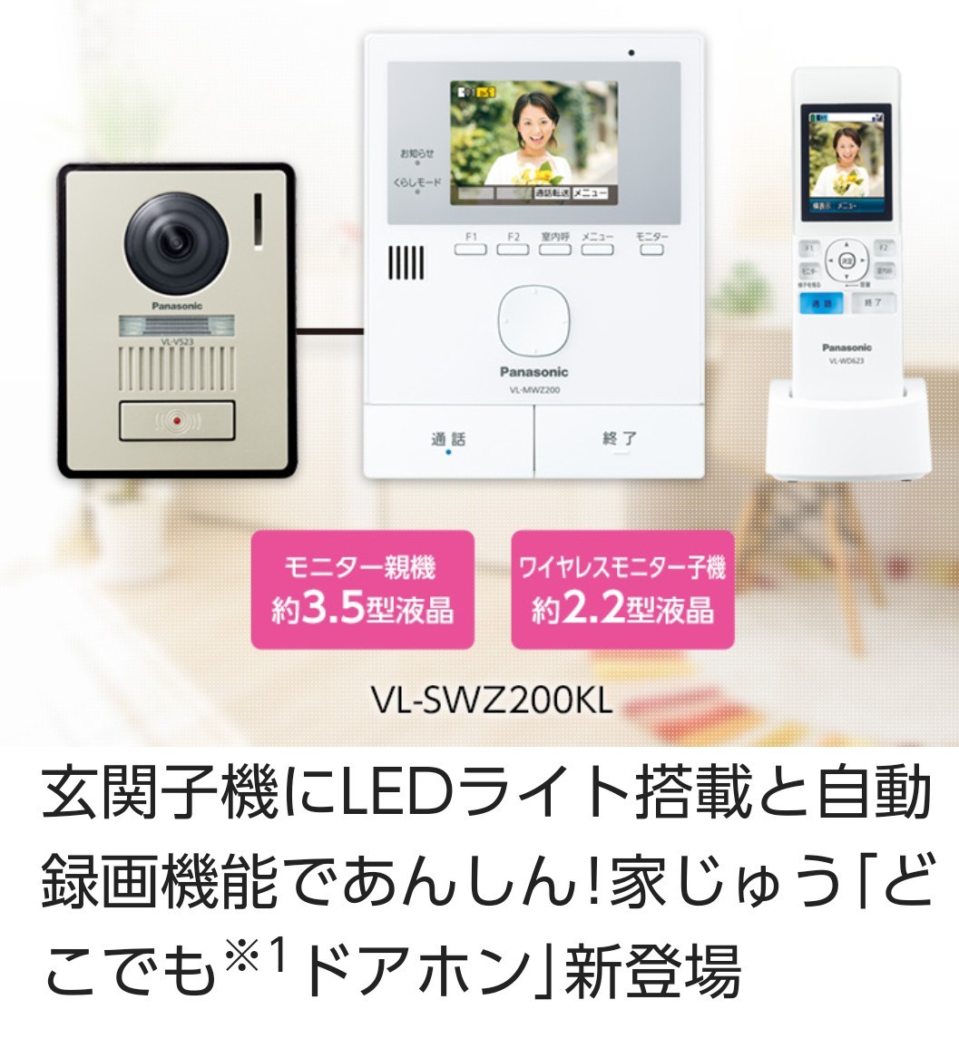パナソニック テレビドアホン VL-SWZ200KL Panasonic 子機|PayPayフリマ