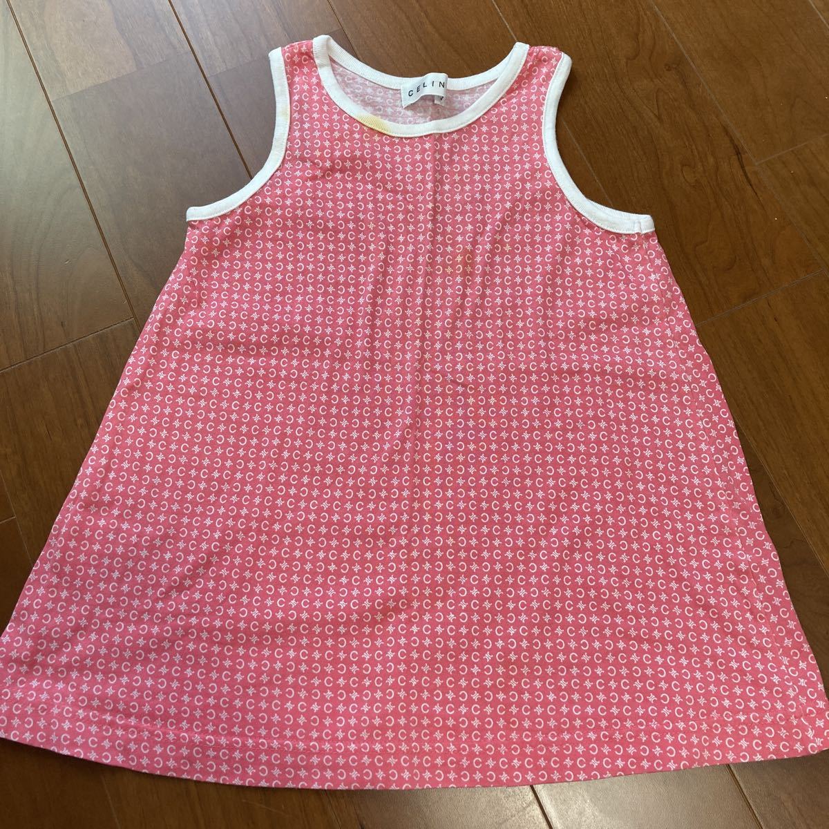 1 times only have on genuine article Celine CELINE 100 tank top One-piece Logo T-shirt pink woman . short sleeves T-shirt child clothes 