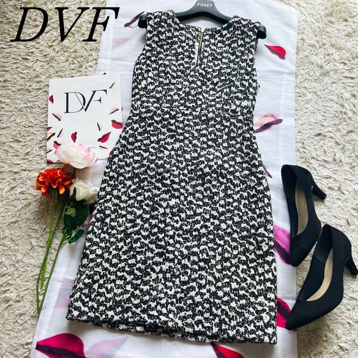 良品】DIANEvonFURSTENBERGツイードワンピース ノースリーブ2