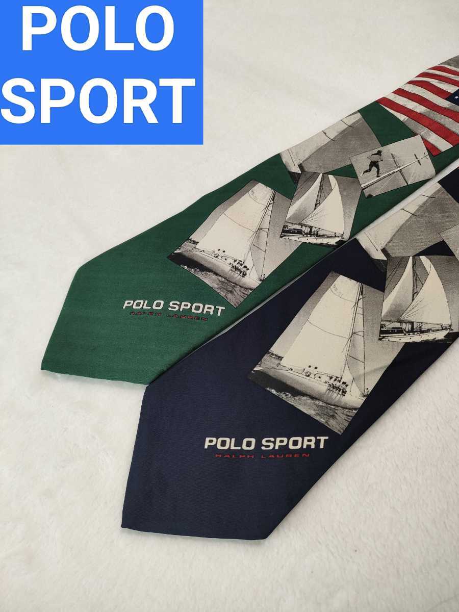 POLO SPORT star article flag necktie Vintage silk Polo Ralph Lauren RRL Ralph LAUREN