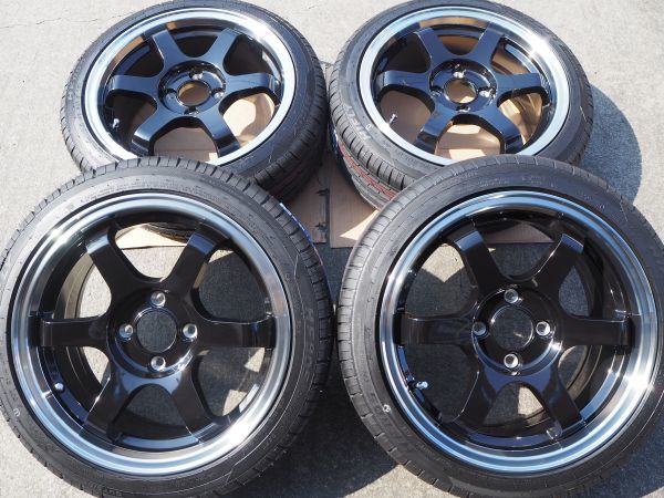 ★逆ゾリ★165/50R15 6.5J+38 4H100 新品 人気 軽量 深リム 引っ張り 1台分 EK MR ワゴン ラパン コペン LIFE 軽トラ 軽四 カスタム BK/Pの画像2