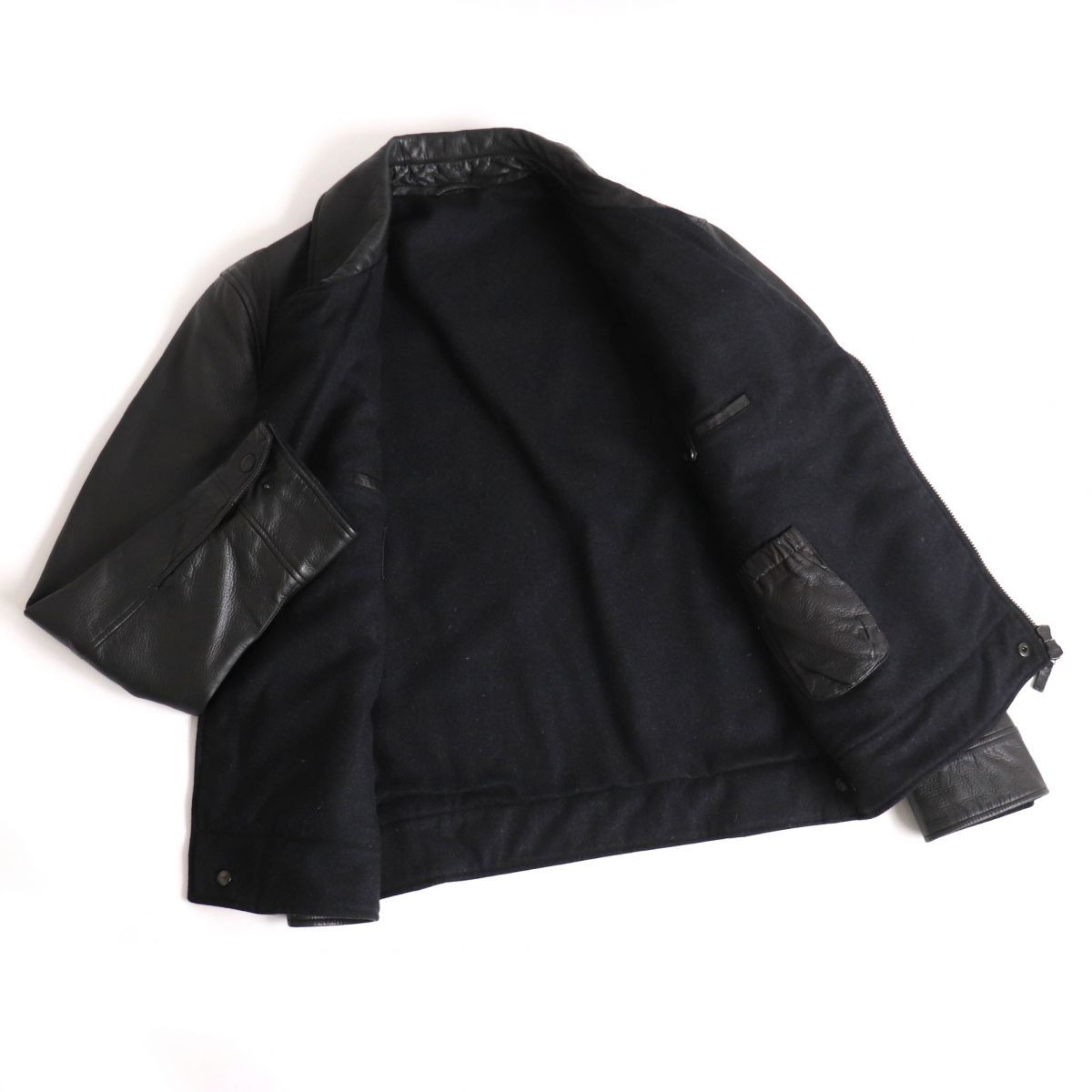 美品黒タグ GIORGIO ARMANI/ジョルジオアルマーニ WZIP シングルライダース/レザージャケット ブラック 46 イタリア製 正規品 メンズ◎_画像3