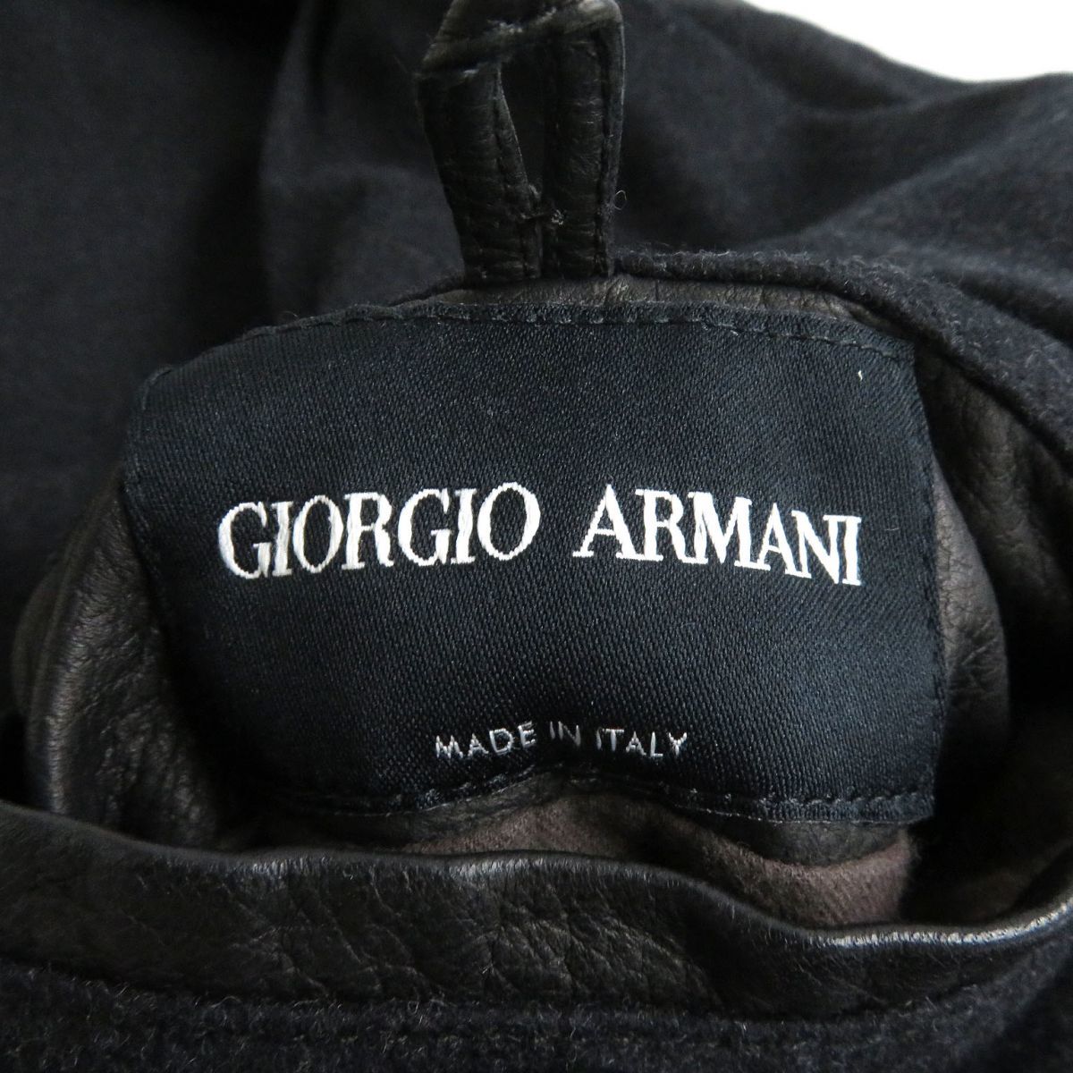 美品黒タグ GIORGIO ARMANI/ジョルジオアルマーニ WZIP シングルライダース/レザージャケット ブラック 46 イタリア製 正規品 メンズ◎_画像6