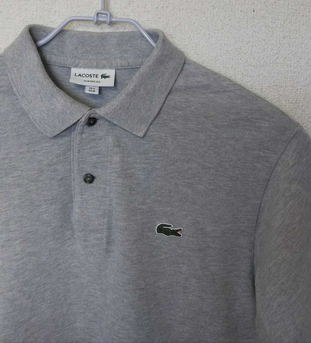 【サイズ4】ラコステ LACOSTE ポロシャツ グレー classic・fit 日本製 国内正規品 ゴルフウェア 半袖シャツ_画像1