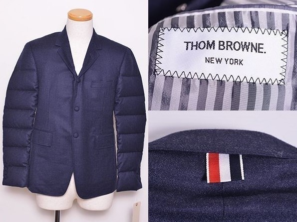 値下 新品未使用 THOM BROWNE 袖ダウン ジャケット クロスカンパニー 日本製 トリコロール 4bar パーカー シャツ パンツ ニット ガムブルー