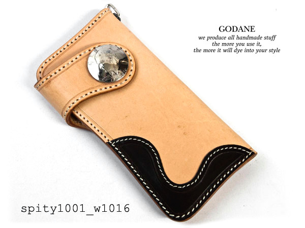 アウトレット godane イタリアンサドルレザー 長財布 1001TAN / W1016 コインコンチョ_画像1