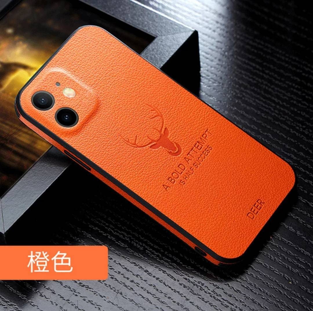 iPhone13PRO MAX iPhoneケース　鹿　オレンジ　レザー 耐衝撃 スマホケース