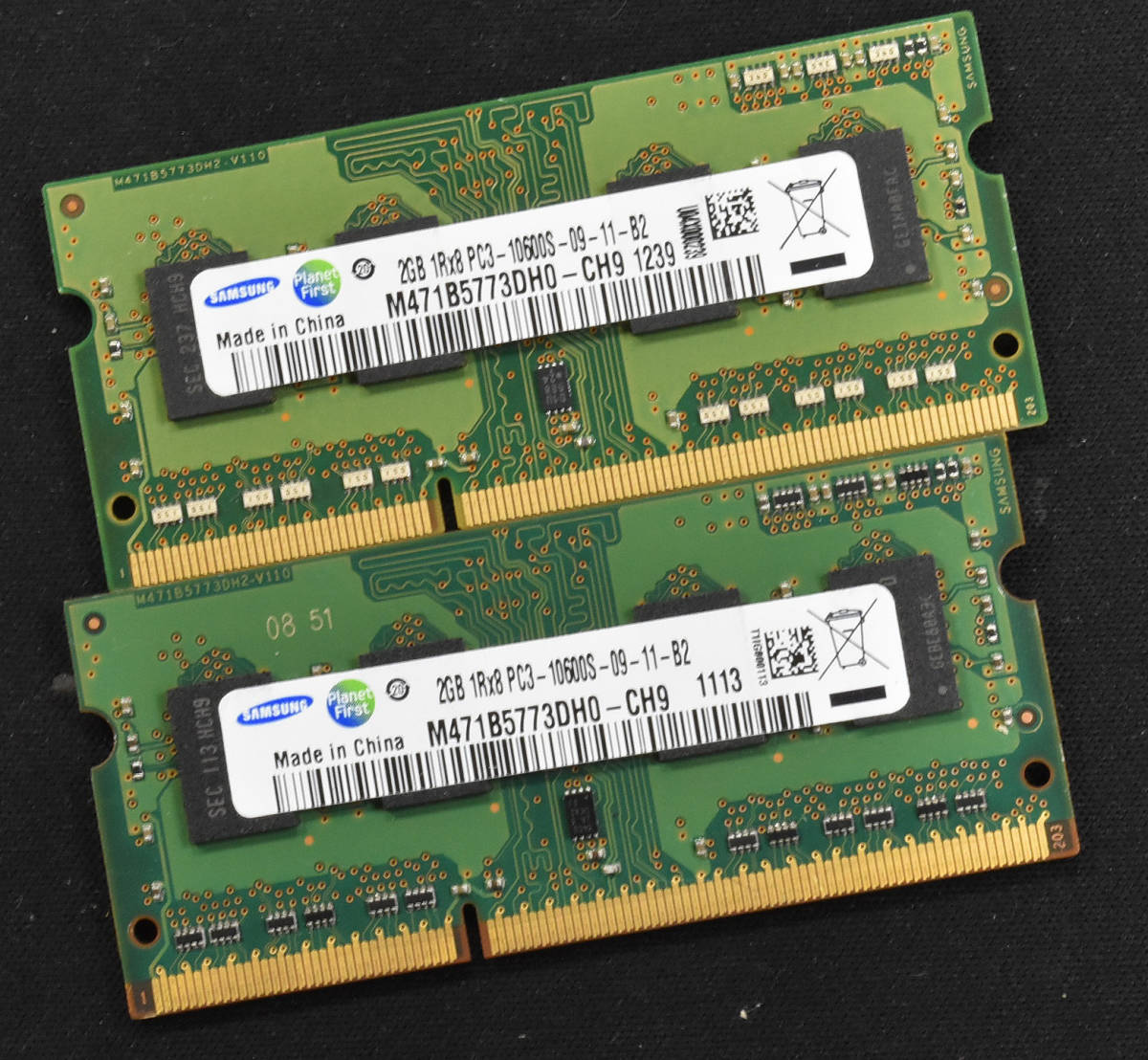 在庫限り PCパーツ メモリ 2G 2枚 ノート用 1Rx8, DDR3