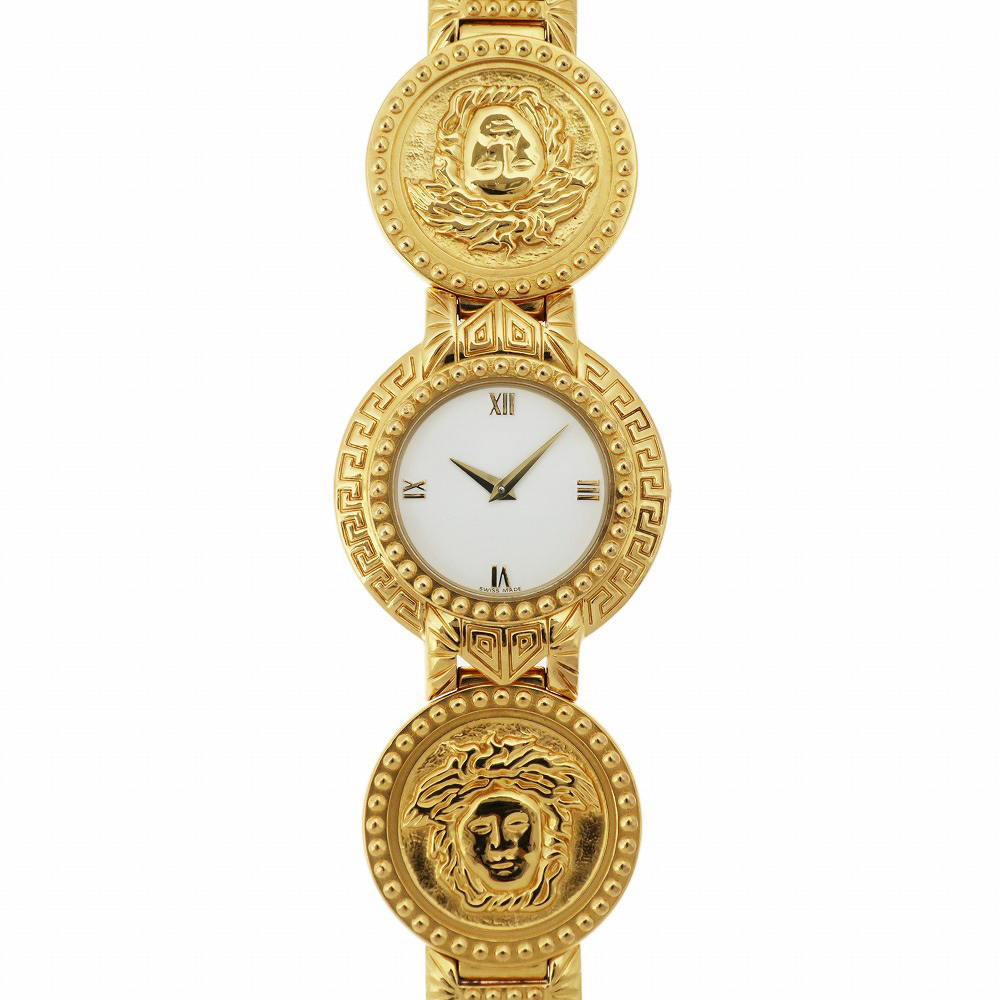 【名東】VERSACE ジャンニ ヴェルサーチ メデューサ コイン ウォッチ レディース クォーツ 7008002 白文字盤 腕時計 女 国内正規品