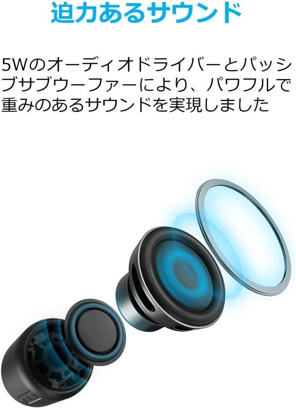 【新品・未使用】Anker Soundcore mini （コンパクト Bluetoothスピーカー） 内蔵マイク搭載　microSDカード FMラジオ対応　(ブラック)_画像2