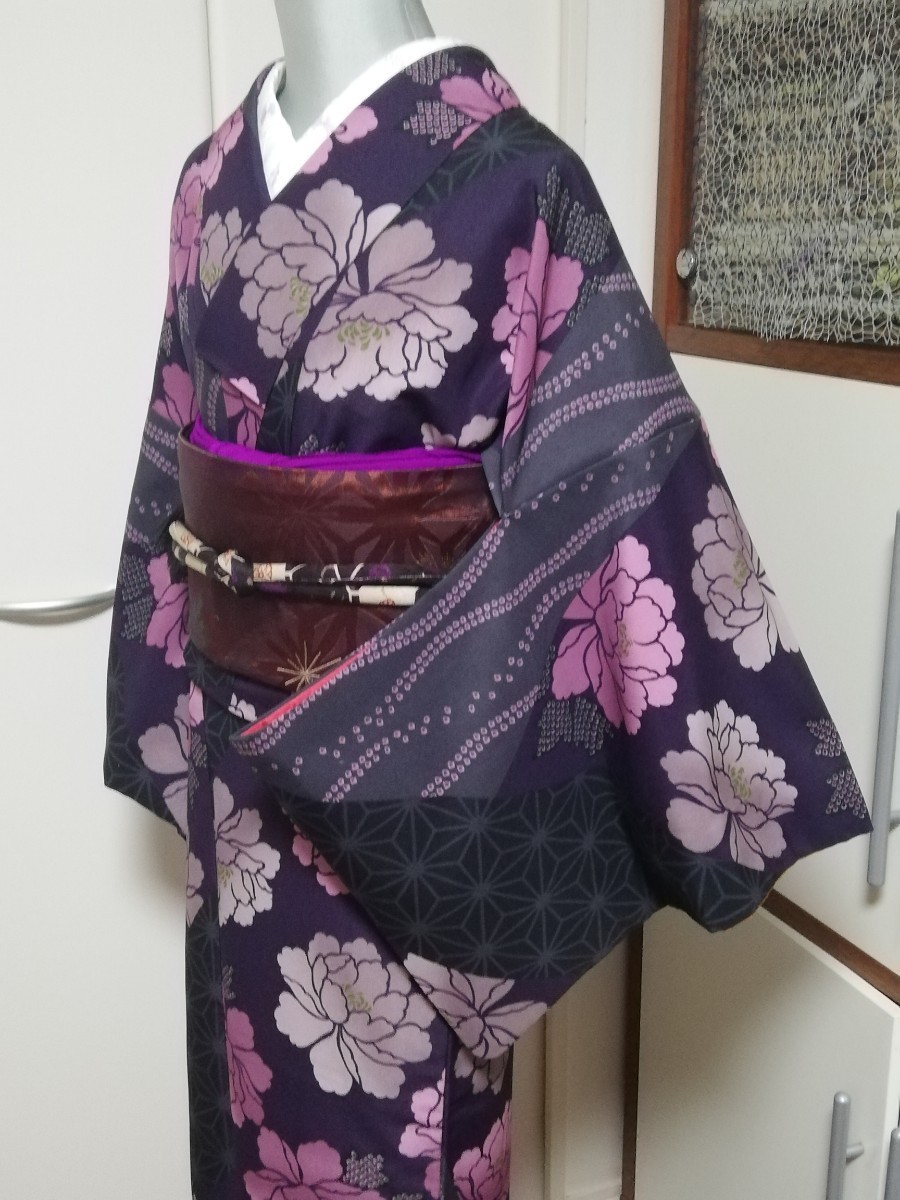 美品】縮緬 百花繚乱 小振袖 アンティーク着物 大正ロマン 正絹 着物