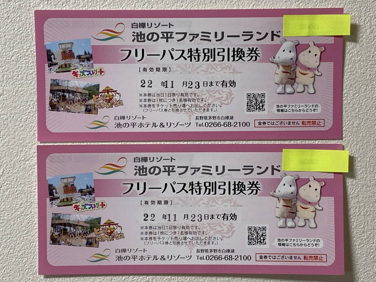 池の平ファミリーランドフリーパス引換券2枚 - 通販 - guianegro.com.br