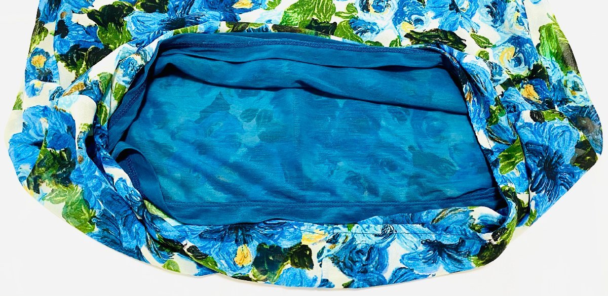 新品 タグ付き 未使用 DOUBLE STANDARD CLOTHING ダブルスタンダードクロージング トップス チュニック ノースリーブ 花柄 ブルー かわいい_画像4