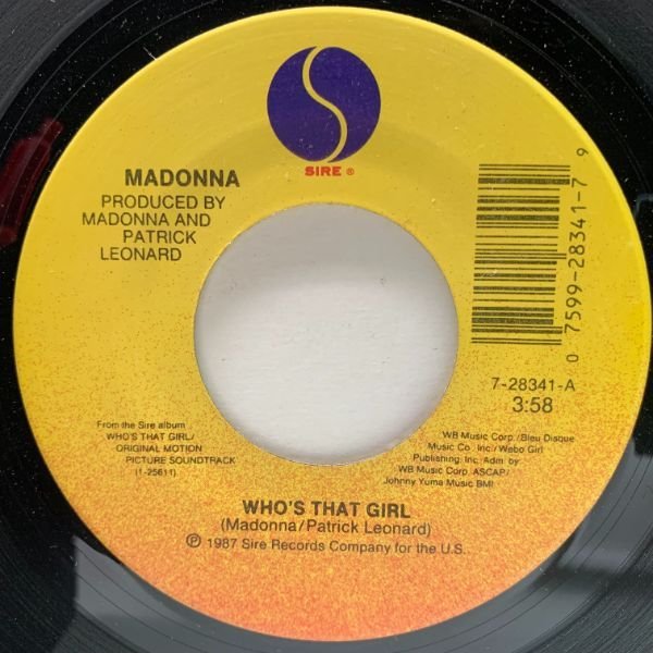 USオリジナル 7インチ MADONNA Who's That Girl / White Heat ('87 Sire) マドンナ 45RPM._画像1